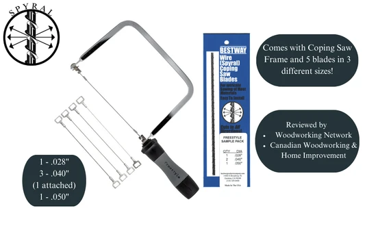 Freestyle Coping Saw Kit alternate view showing the Spyral coping blades in packaging