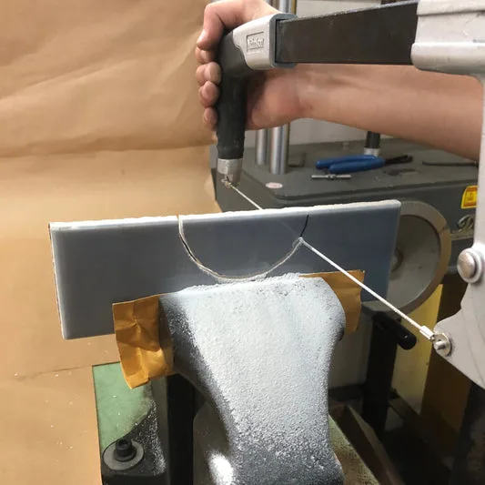 Detailed view of the fine Spyral wire blade suitable for jeweler's saw frames