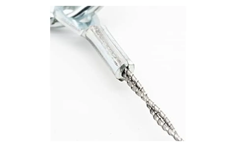 Close up of the crimped steel ferrule and pull ring at the end of the Spyral Dual Blade Rope Saw