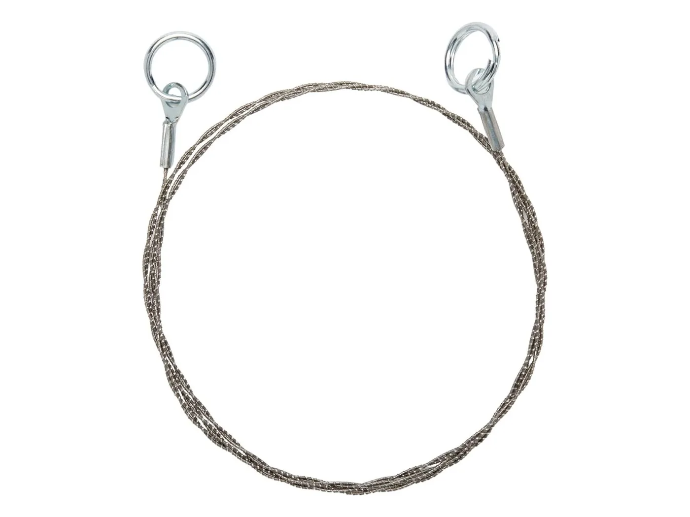 Spyral Dual Blade Rope Saw, two hardened steel strands with a 360-degree spiral tooth and a steel pull ring crimped at each end